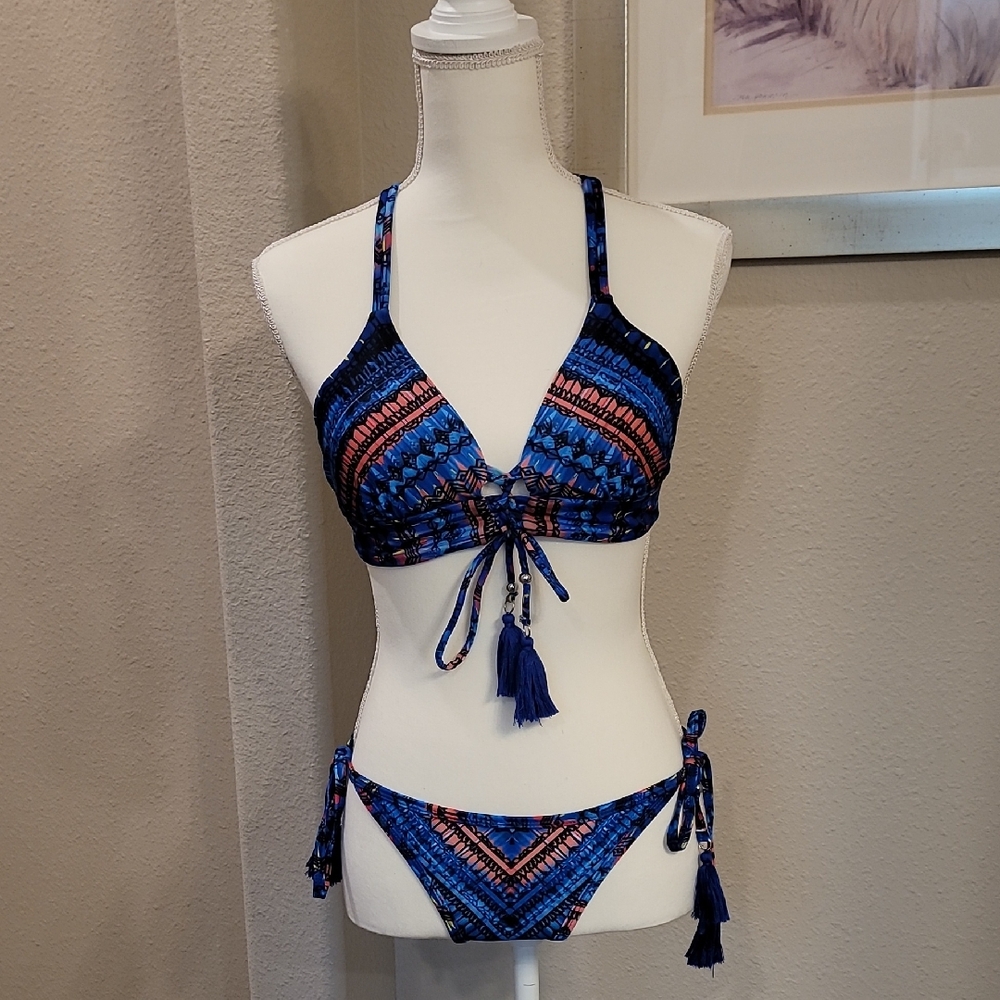 VENUS Blue and Pink Patterned Bikini